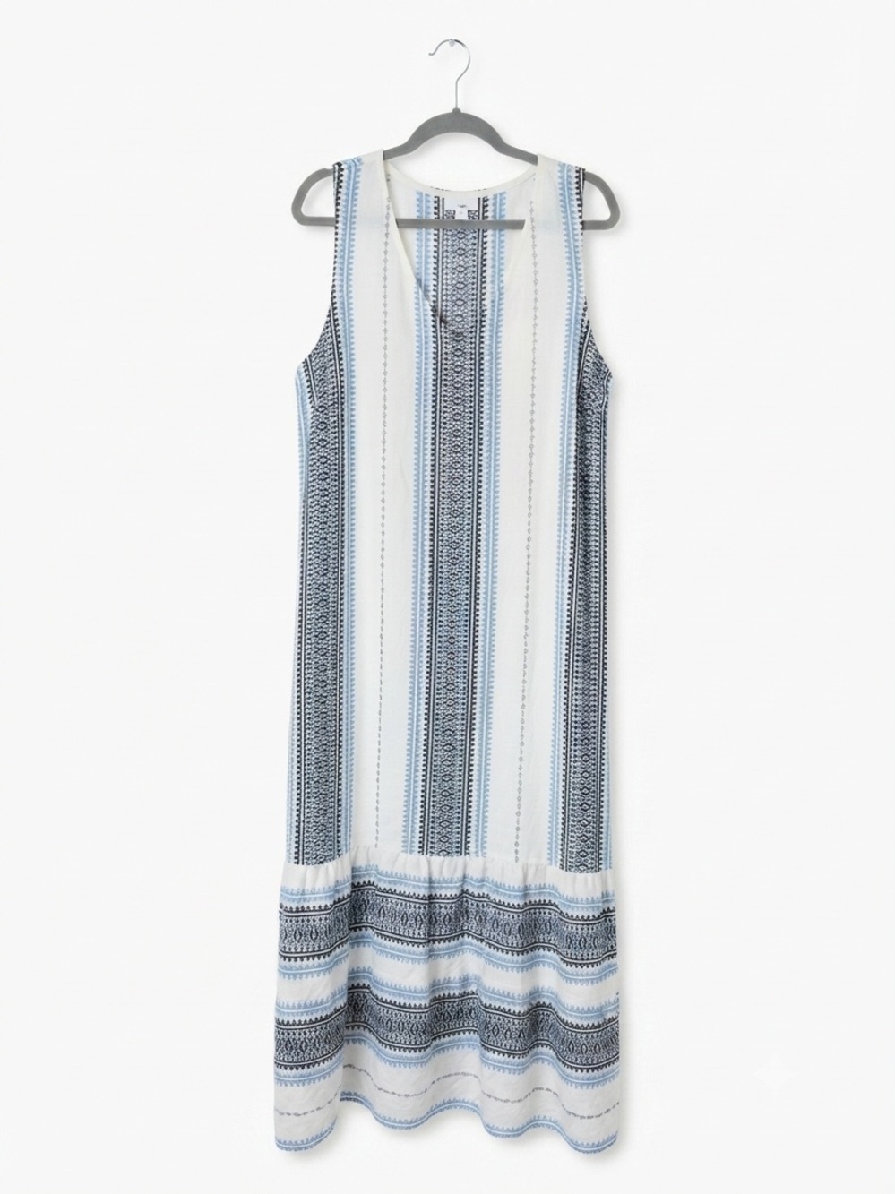 J. Jill Blue and White Striped Sleeveless Maxi Dress